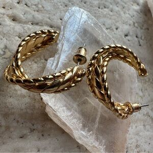 18k Gold Plated Triple Hoop Statement earrings